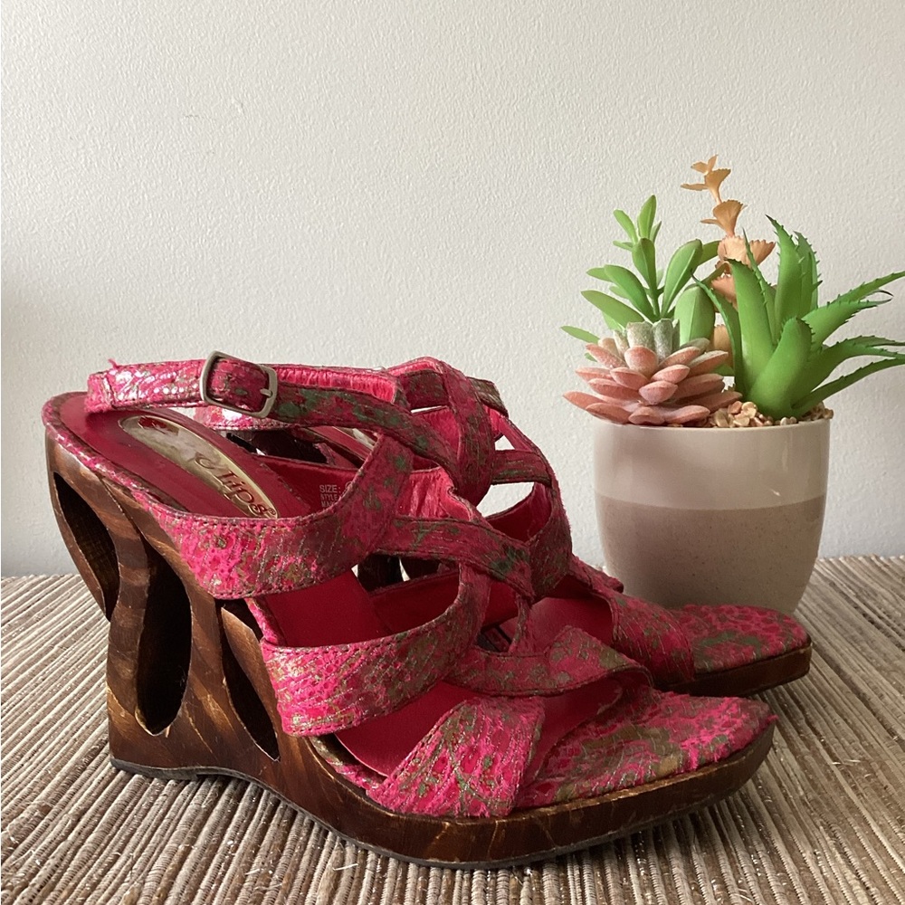 Two Lips Pink and Brown Platform Sandals